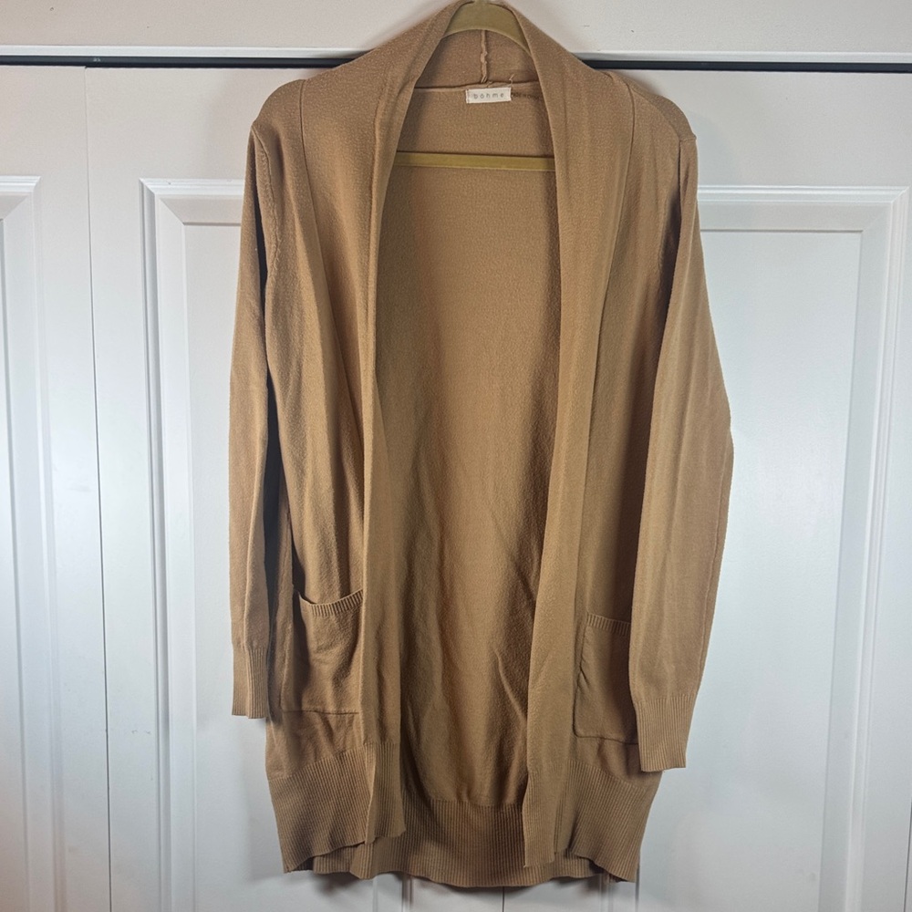 Boheme Tan Open Front Cardigan